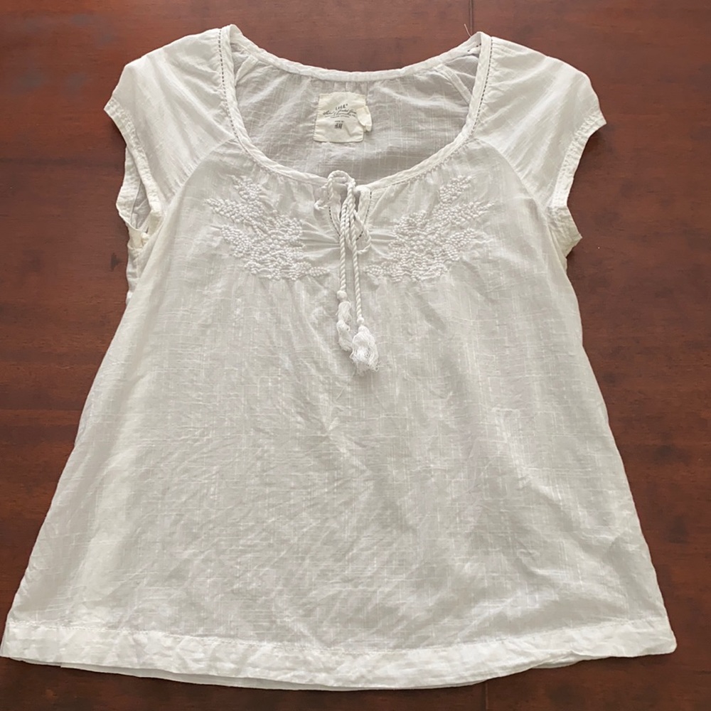 H&M white boho top. Size 6